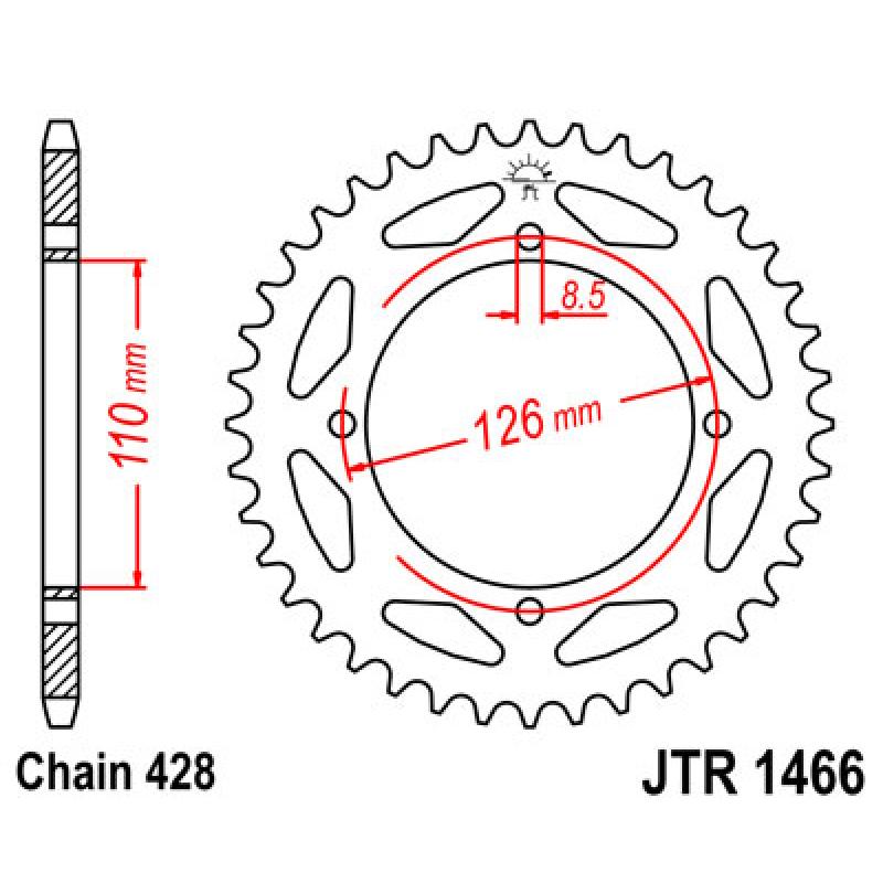 Купить Звездочка задняя JT Sprockets (шаг 428 ) JT JTR1466.47